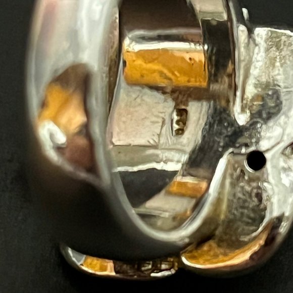 PINK SILVER RHINESTONE RING, STAMPED 825, CHUNKY ROSE SHAPED, VERY SPARKLY - Picture 6 of 6